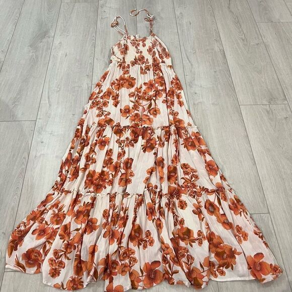 Free People Womens Garden Party Green Floral Print Maxi Dress size M - Picture 4 of 8